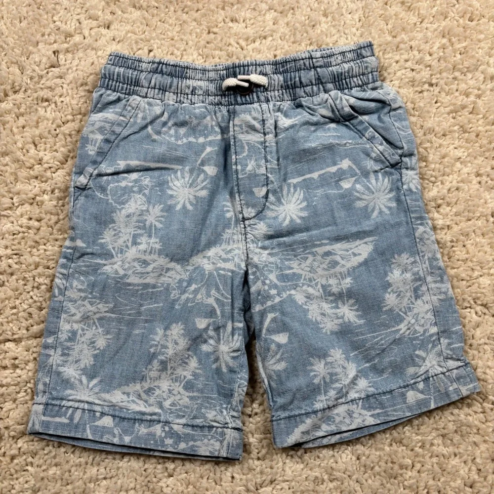 OshKosh B'gosh Kids Shorts Size 6A Blue Tropical Palm Tree‎ Print Elastic Waist